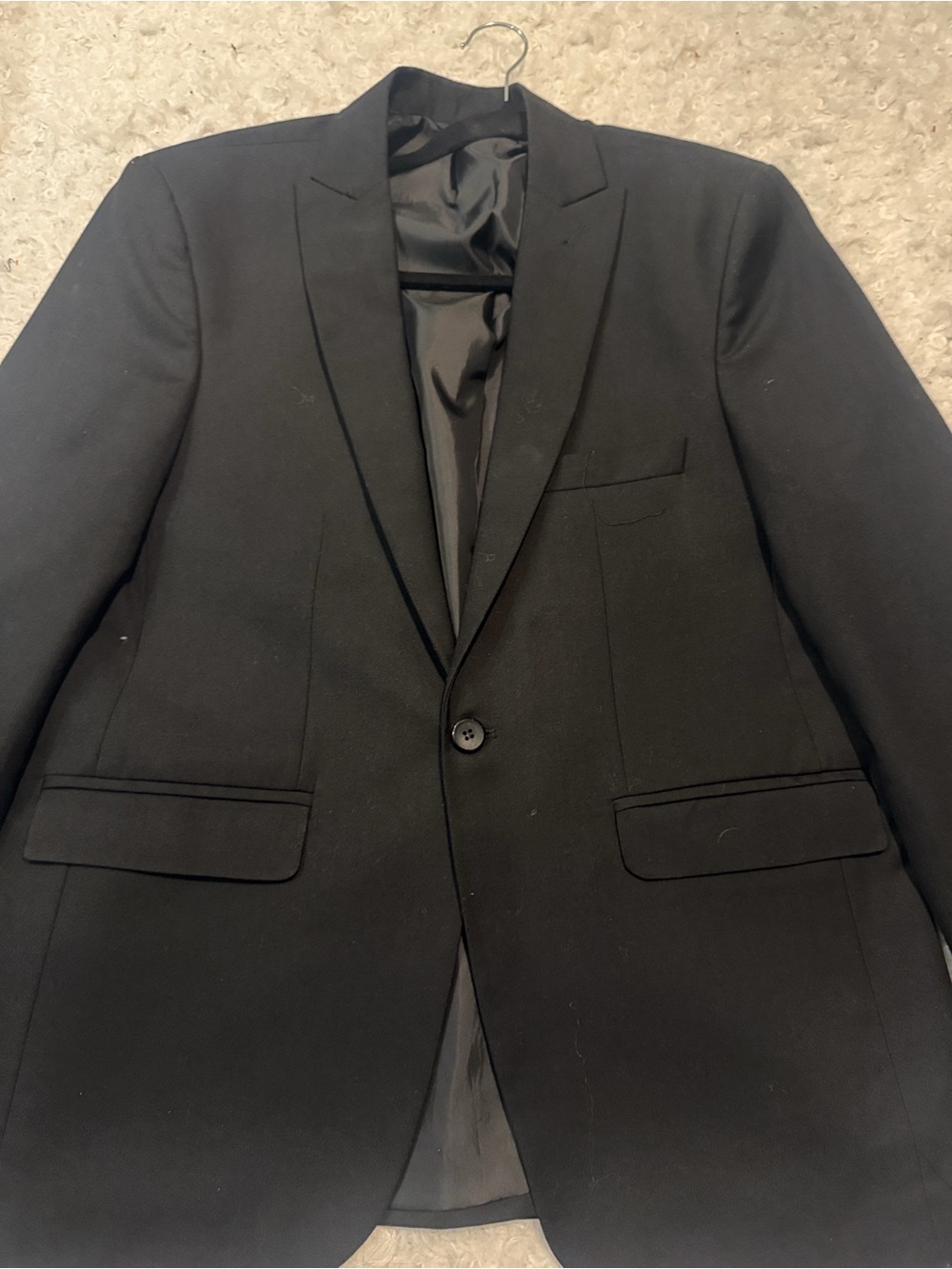 Men's Black Single-Breasted Blazer - Classic Notch Lapel